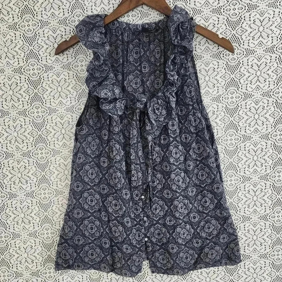 Banana Republic 100% Silk Paisley Ruffle Tank Top M - Picture 1 of 8